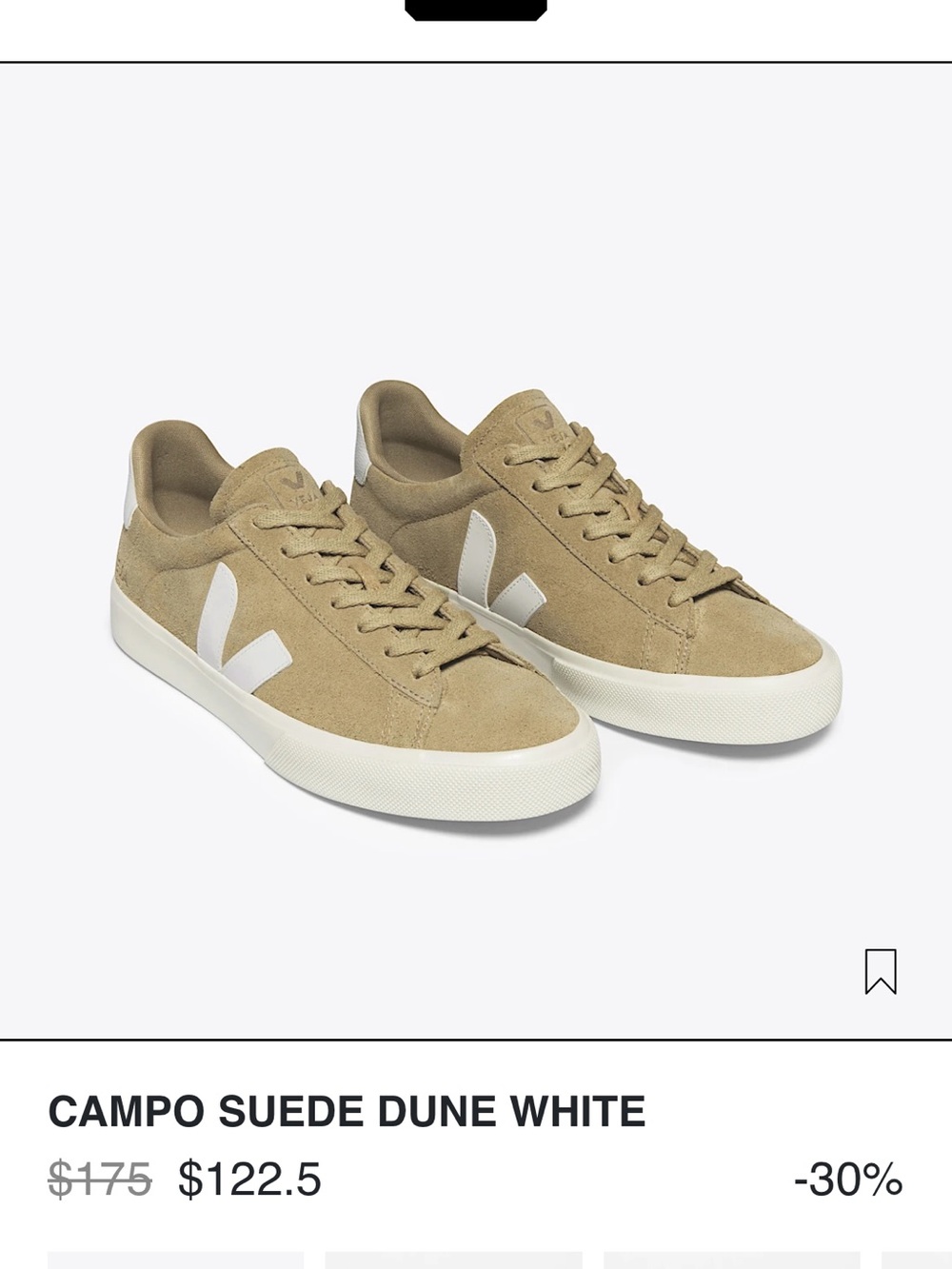 Veja Women’s Campo Suede Sneakers in Dune and White - Picture 6 of 6